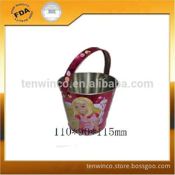 Cartoon strips Tin Bucket/Portable multi-function kid Bucket
